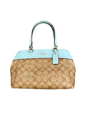 COACH MINI BROOKE CARRYALL SIGNATURE CANVAS LEATHER HANDBAG 🩵